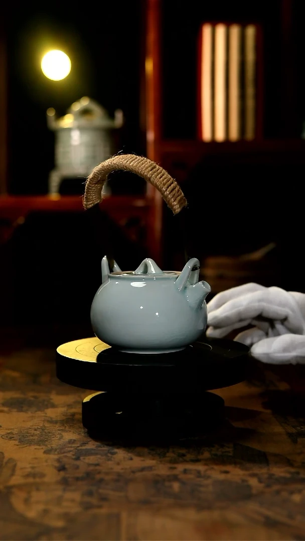 【闪购商品】原矿青绿釉提梁壶