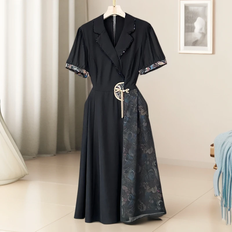 现货【RG499】2025新款高级感轻奢西装领通勤减龄显瘦女装连衣裙