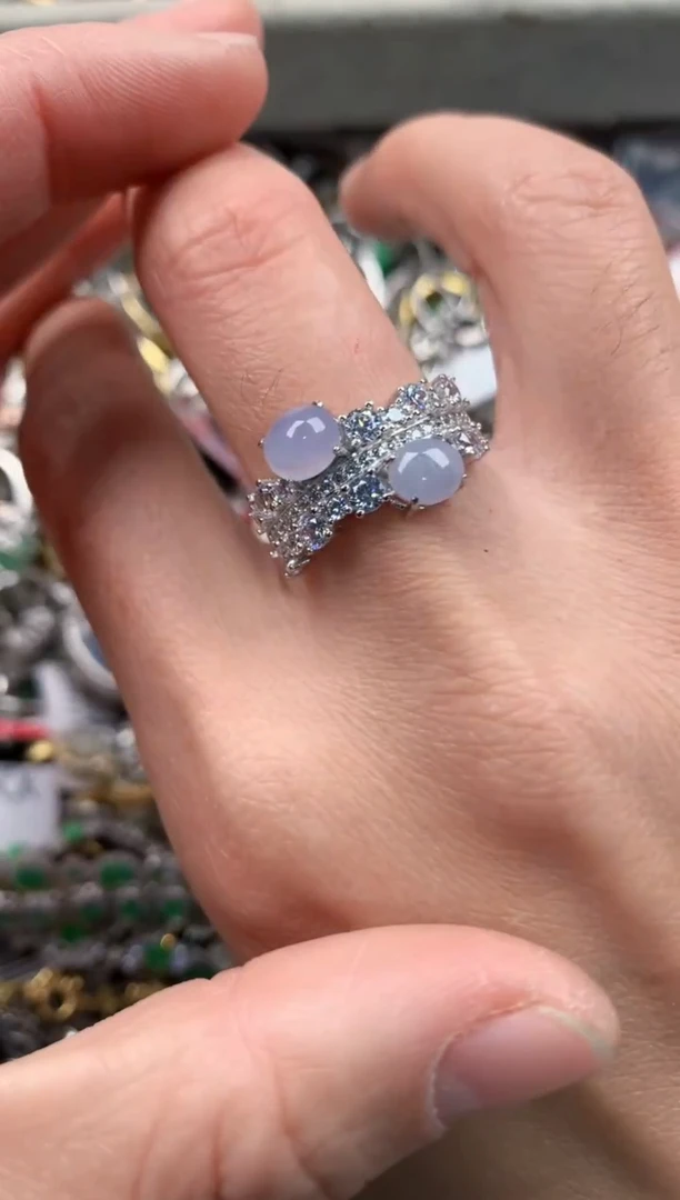 银S925镶嵌戒指翡翠111         3