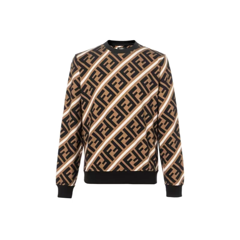 未使用 FENDI/芬迪 圆领满印长袖 棕色/S