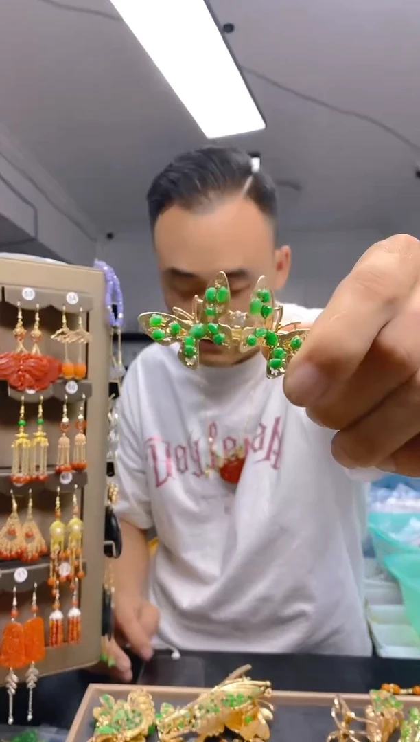 翡翠合金耳饰0250翡翠发簪