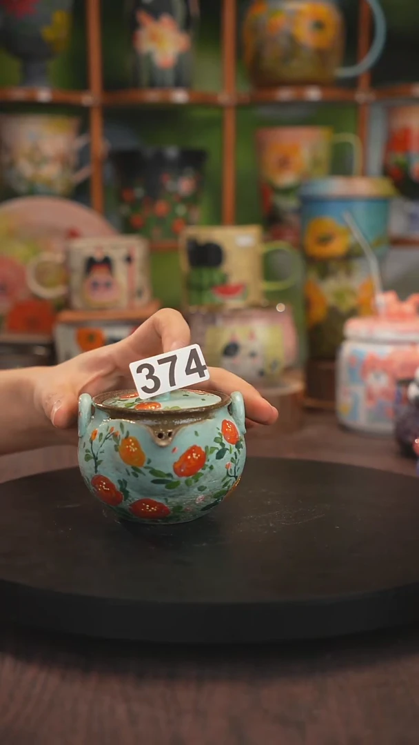 紫砂油画釉下彩手绘374