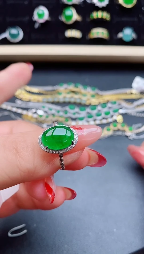 【闪购商品】翡翠戒指银S925镶嵌32132