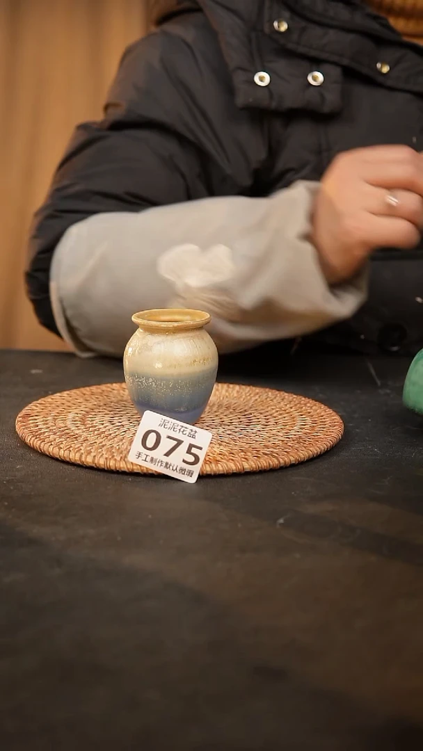 【闪购商品】瓷片075泥泥手工花盆口3高6