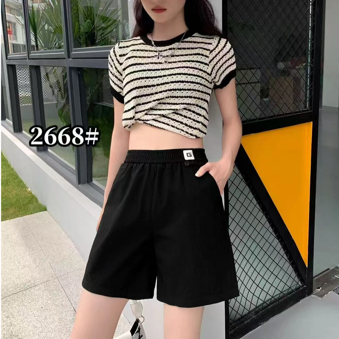 小鑫肝@松紧裤头贴标小装饰简宁休闲百搭四分短裤