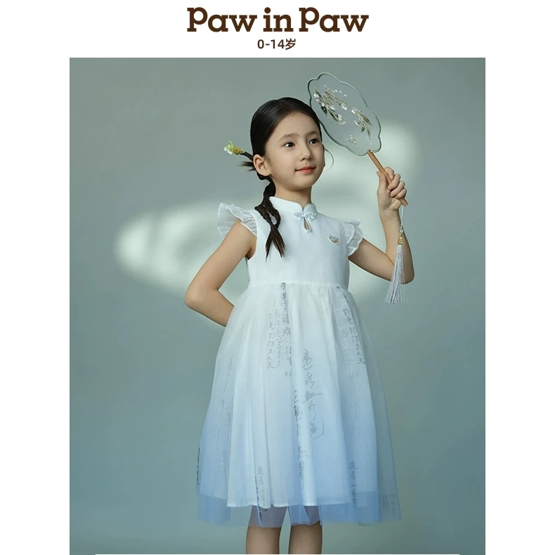 PawinPaw卡通25年春夏新款女童网纱连衣裙浪漫公主裙PCOWF2552E