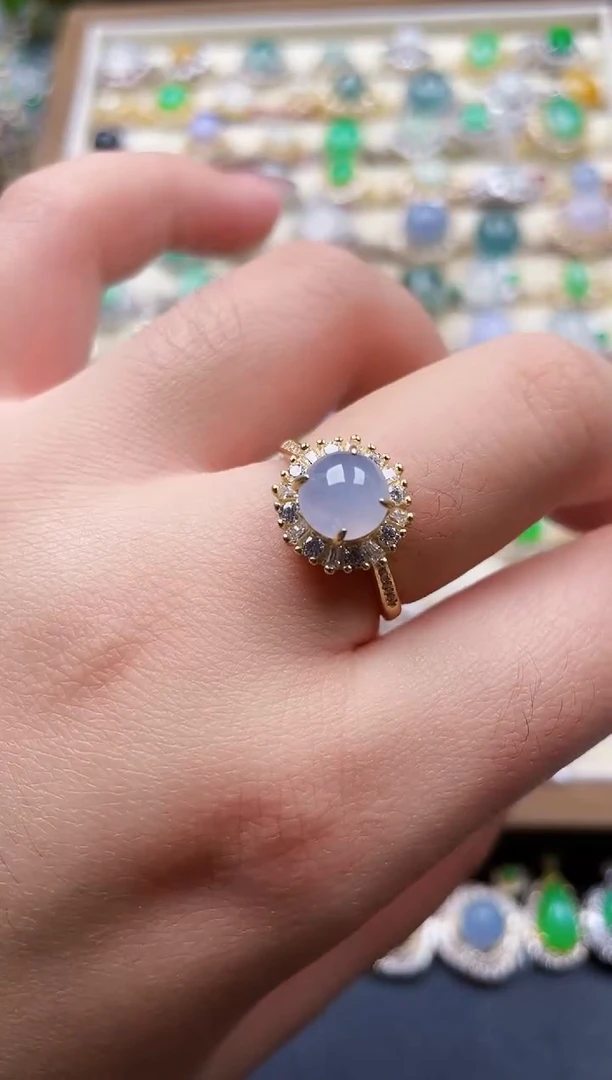 银S925镶嵌戒指翡翠75