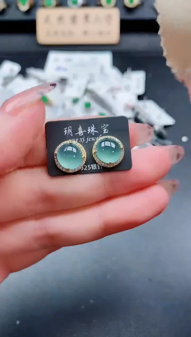 银S925镶嵌戒指翡翠1