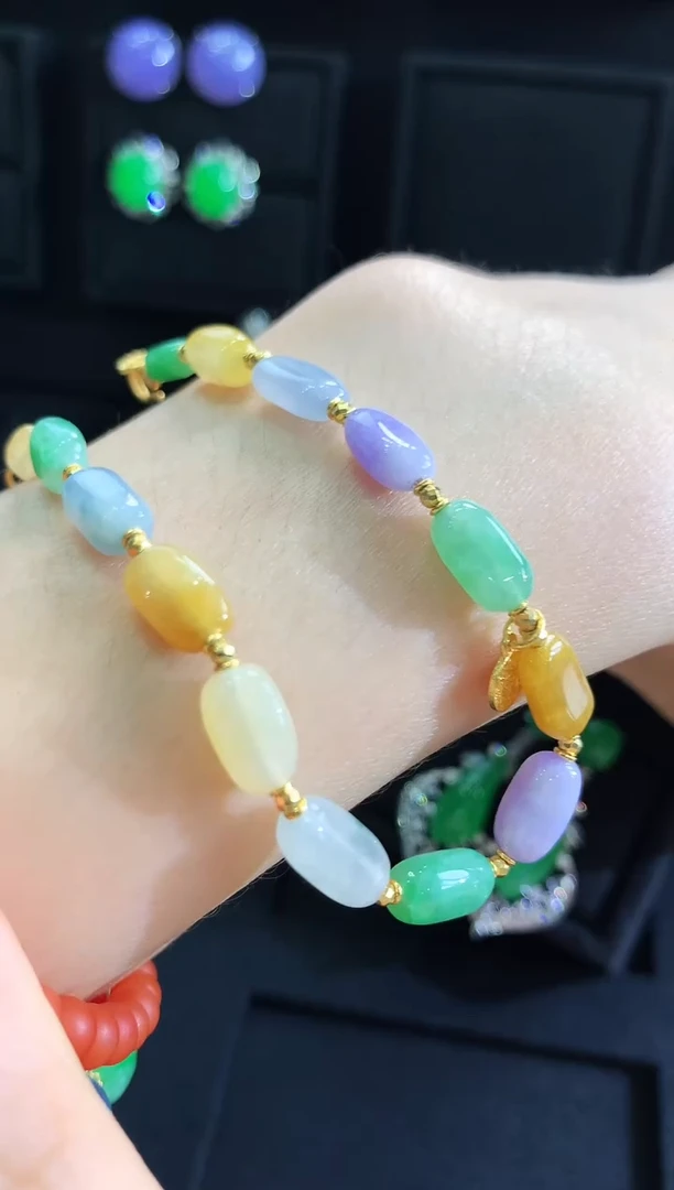 【闪购商品】翡翠手链18K金镶嵌手链