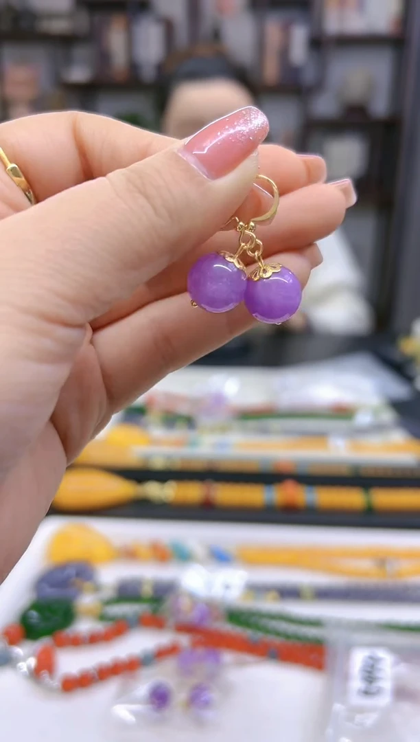 【闪购商品】翡翠耳饰14K金镶嵌耳勾E494