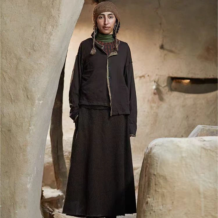 24FW2006 羊毛条纹半裙秋冬