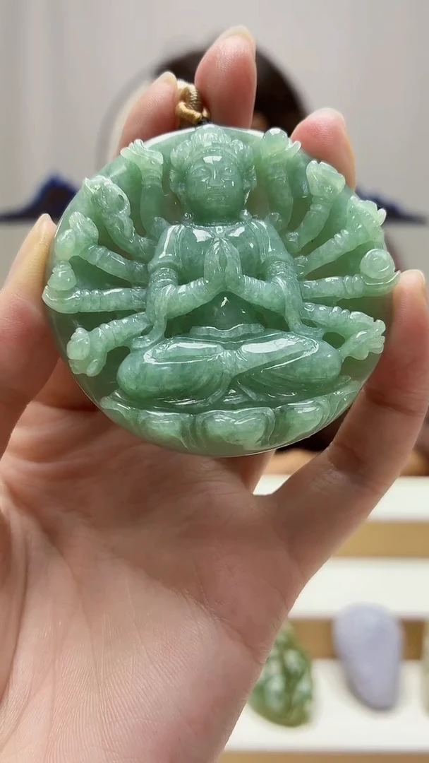未镶嵌定制翡翠4829zm-毛货挂件22千手