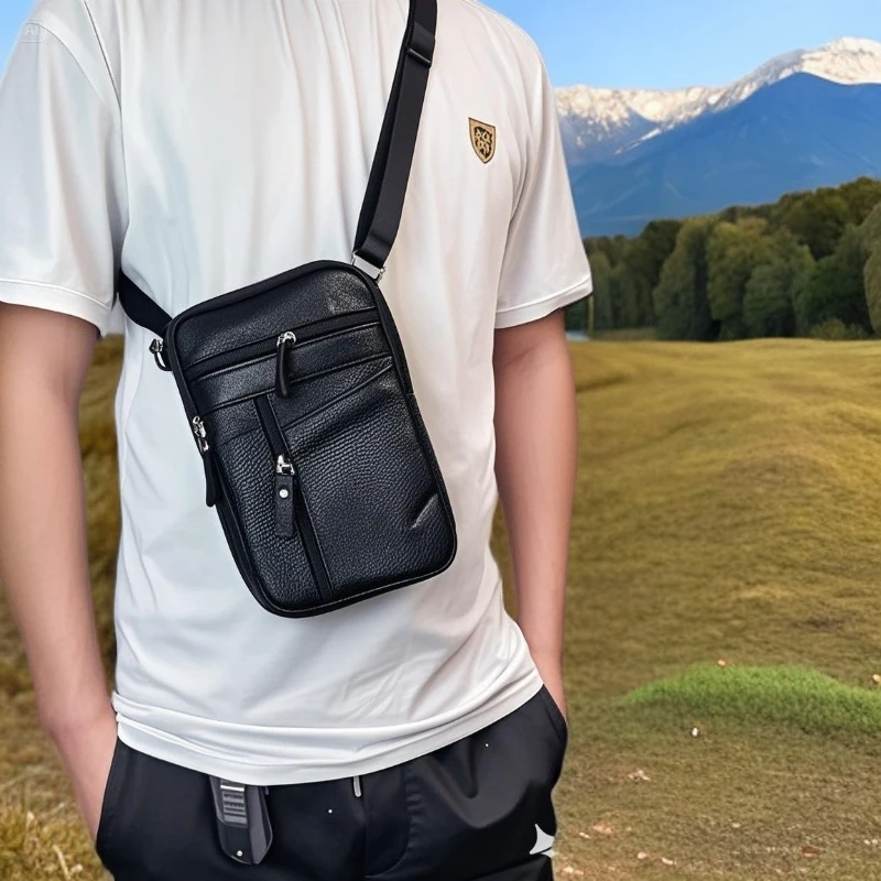 真皮手机腰包男士随身小挎包穿皮带竖款可穿皮带迷你斜跨牛皮小包