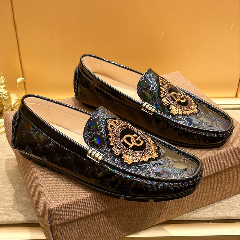 路约威格春夏季新款潮牌豆豆鞋男士薄款软底一脚蹬驾车休闲皮鞋