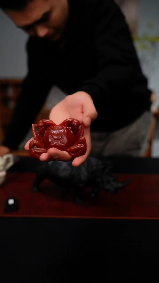 双十一手工雕刻寿山螃蟹