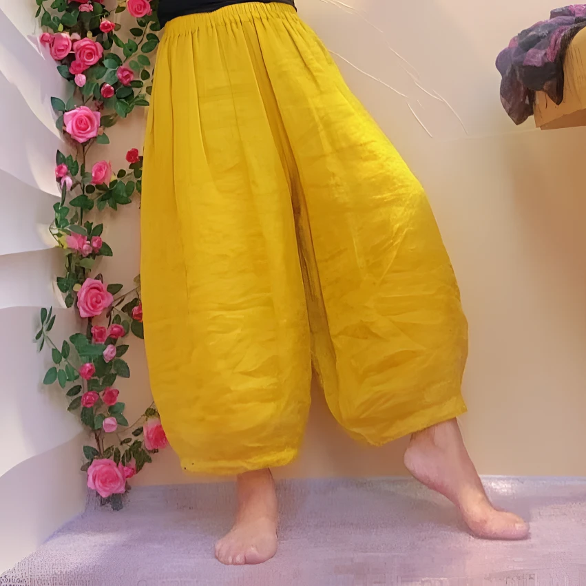 {欧洲站}梦姐同款时尚苎麻长裤