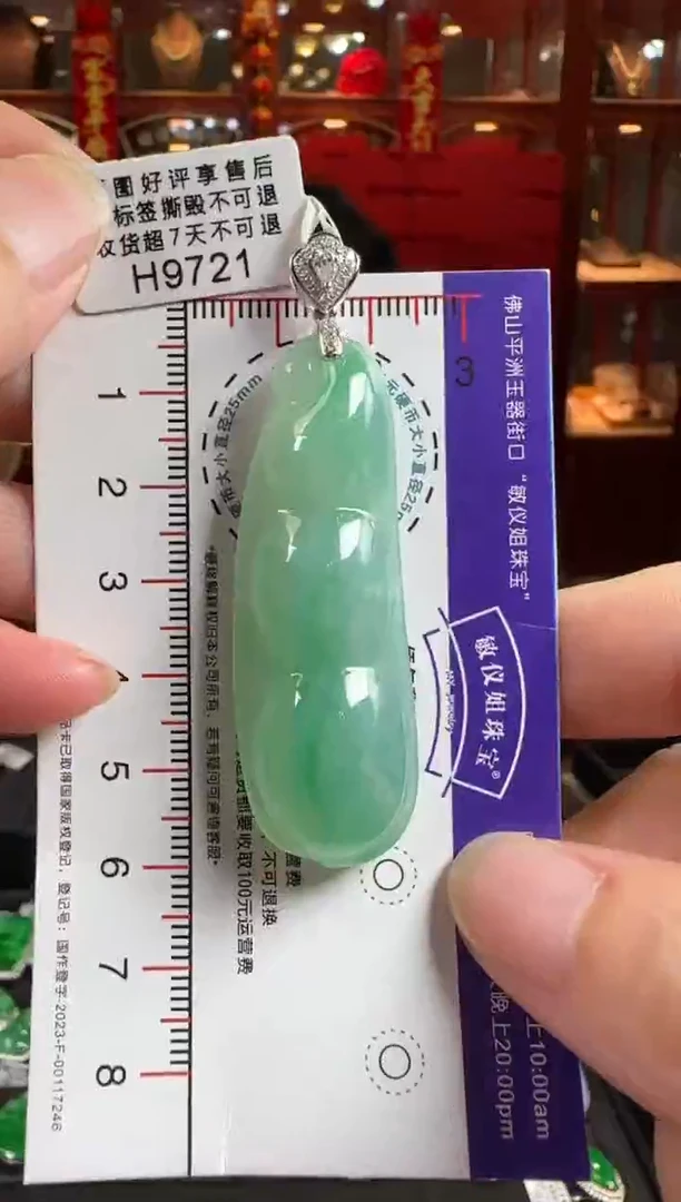 翡翠18K金镶嵌颈饰H9721 富贵豆
