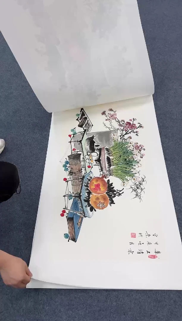 国画茶室手绘作品