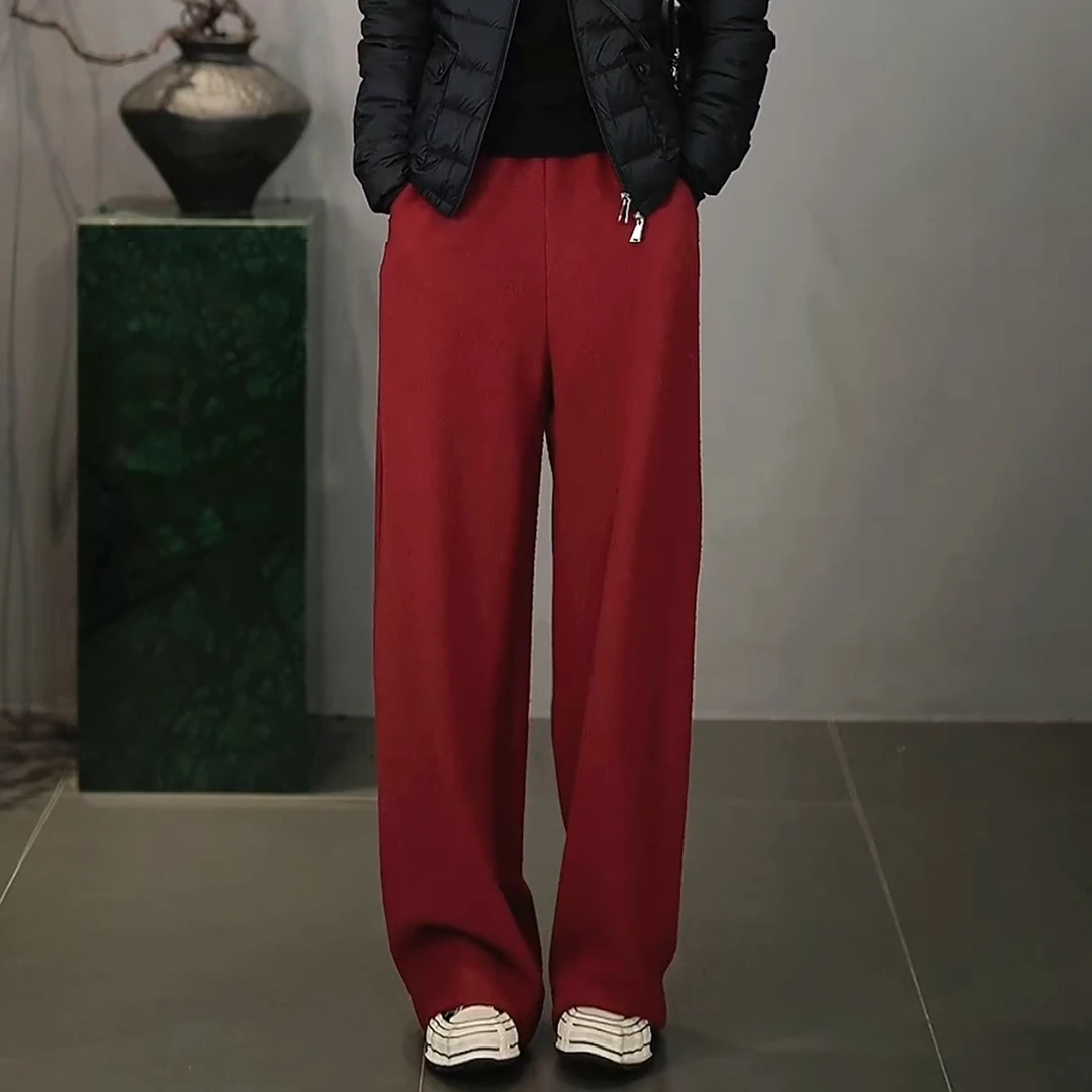 溶溶【暖绒糯米裤】RONGRONG 精纺羊毛混纺超绝拉腿显瘦休闲裤9293