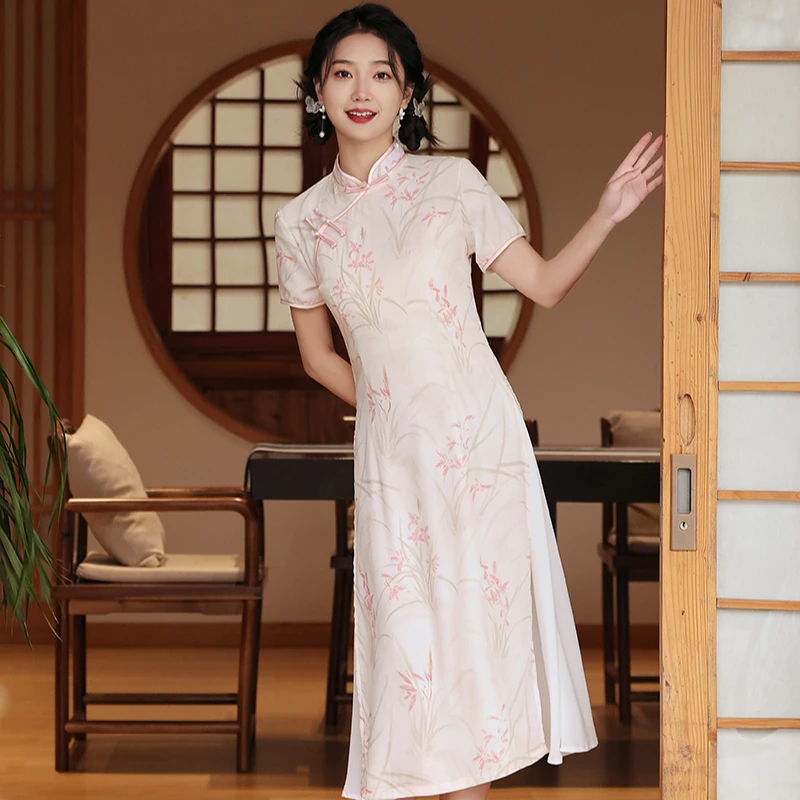 【青未了】2025春夏新款羽丝坊中国风改良少女气质旗袍 衣长120