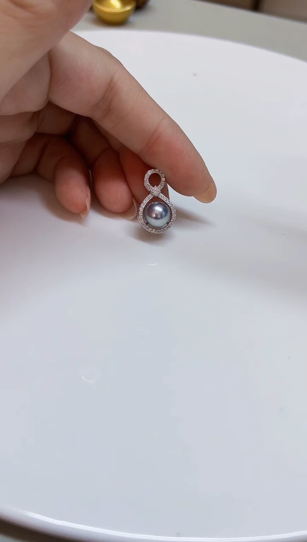 颈饰银S925镶嵌海水珍珠7mm