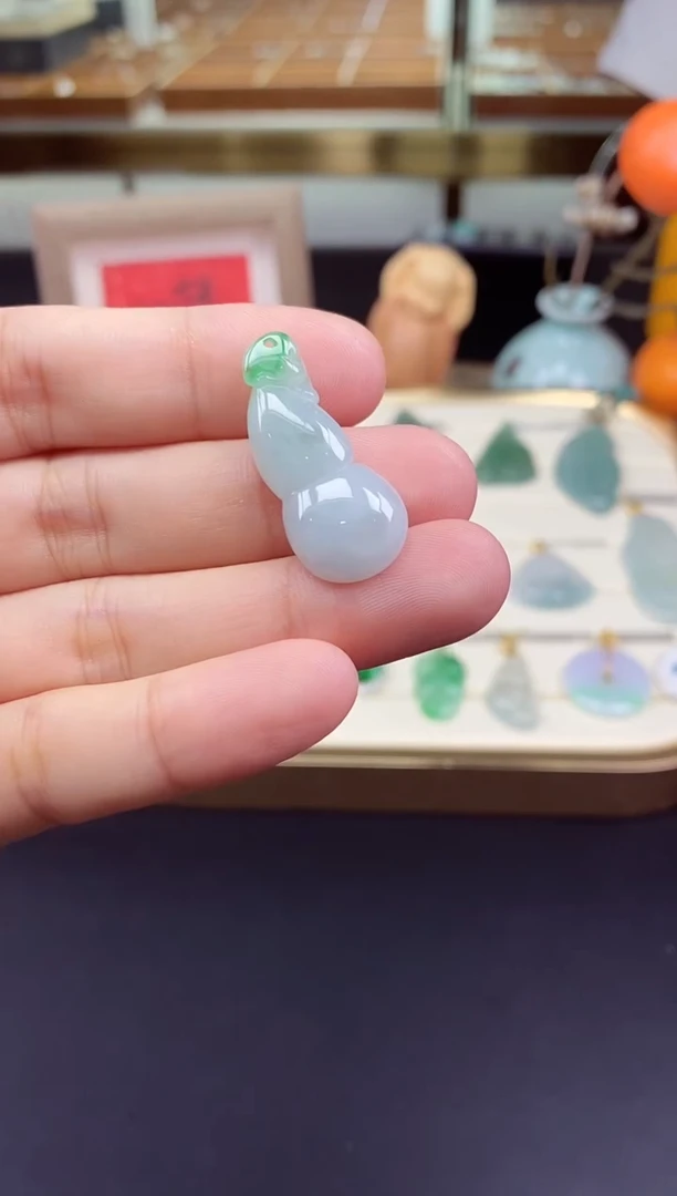 吊坠(不含链)未镶嵌翡翠葫芦@@CMT0859有金扣