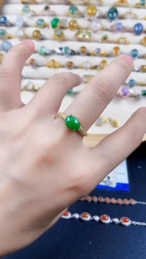 翡翠戒指银S925镶嵌546898