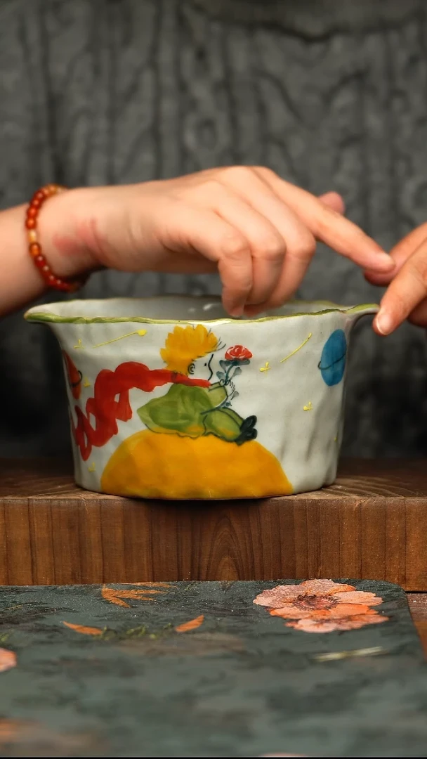 杯釉下彩手工手绘同款陶器