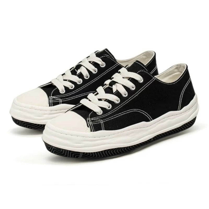 SPUKERx回天夏季新款三原康裕溶解黑色厚底增高休闲复古帆布鞋