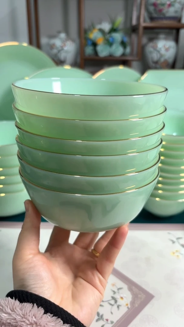 硬质细瓷5.5英寸玉瓷碗6个口径13.8厘米