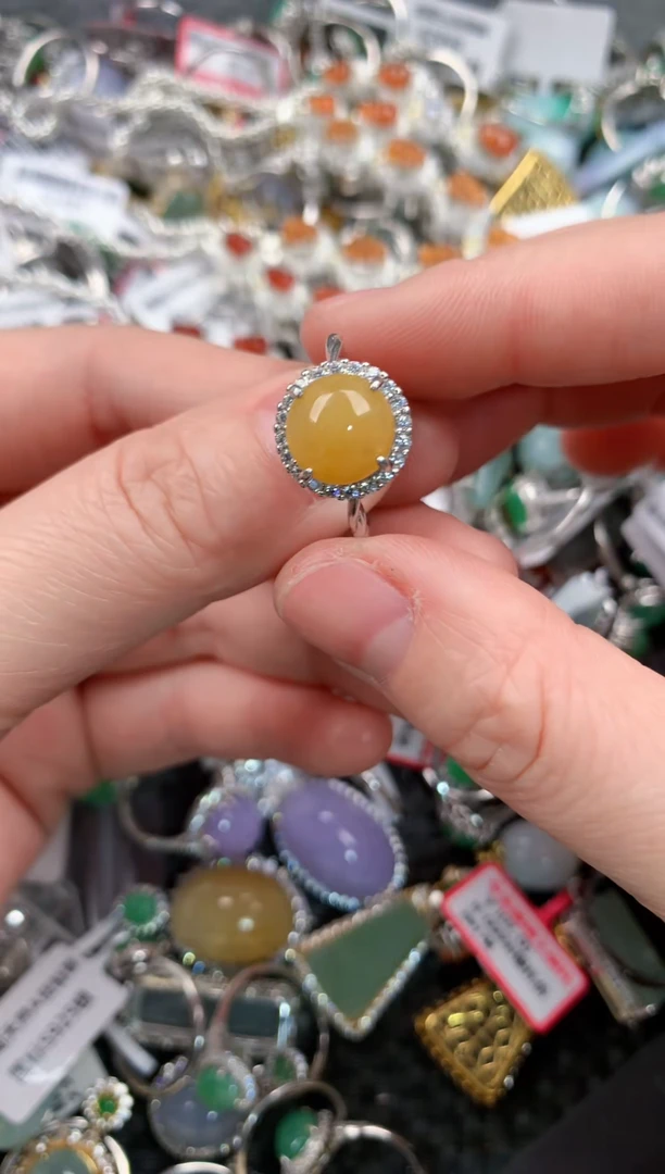 银S925镶嵌戒指翡翠666--1