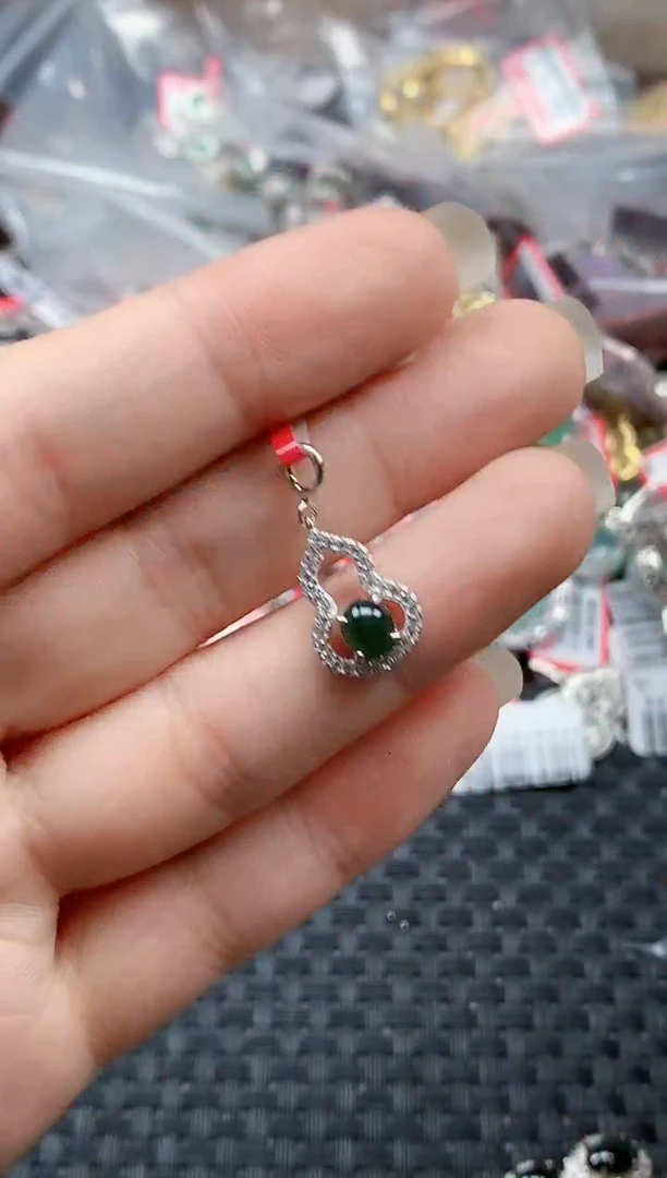 银S925镶嵌戒指翡翠天然A货缅甸翡翠