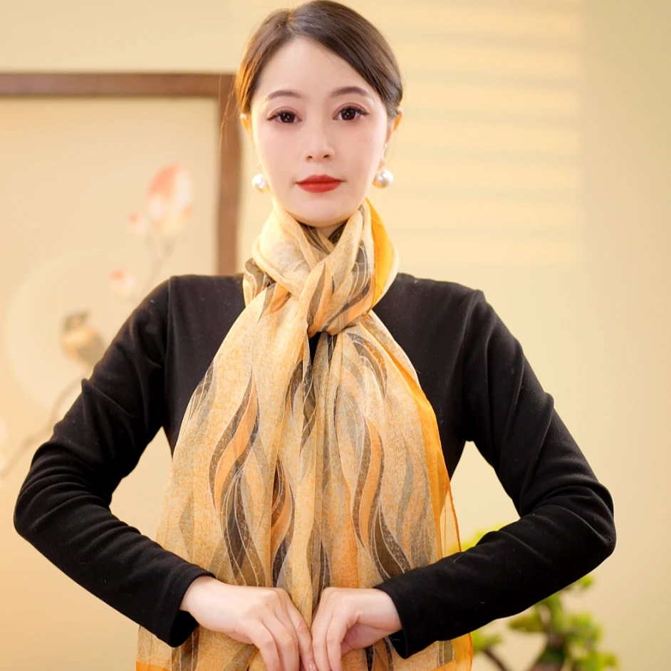 一弯新月(180*120)高档时尚气质百搭新年礼物女士丝巾