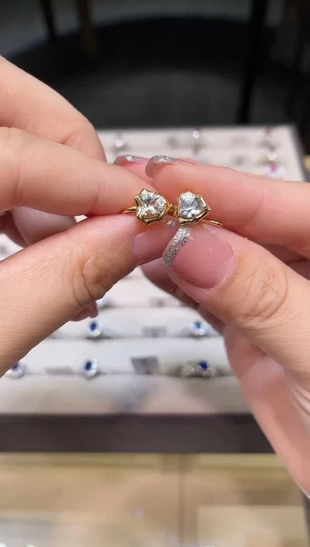 银S925镶嵌耳钉托帕石S925托帕石耳钉