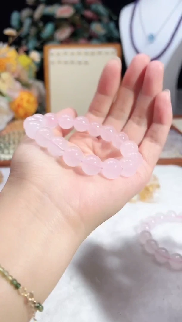 未镶嵌手串水晶天然12mm果冻粉水晶手串