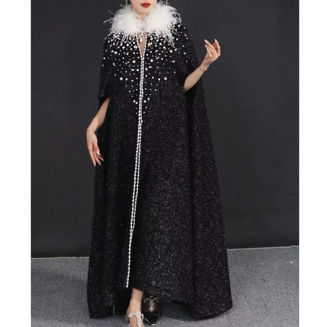 【李小姐】(月光慕神）原创高定极繁重工钉珠奢华气质秋冬财阀斗篷