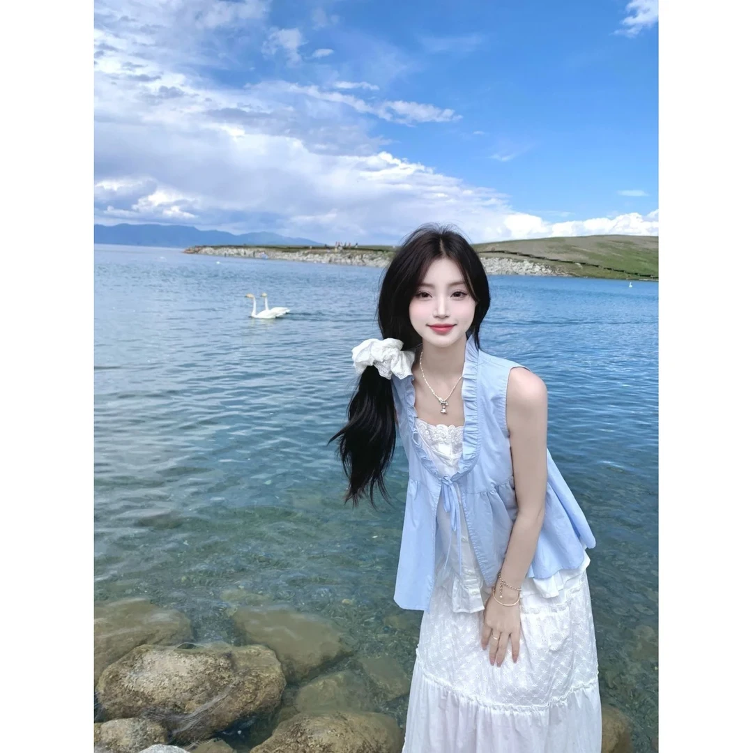 【小雪专属】套装女2025夏季新款甜美温柔风设计感荷叶边假两件