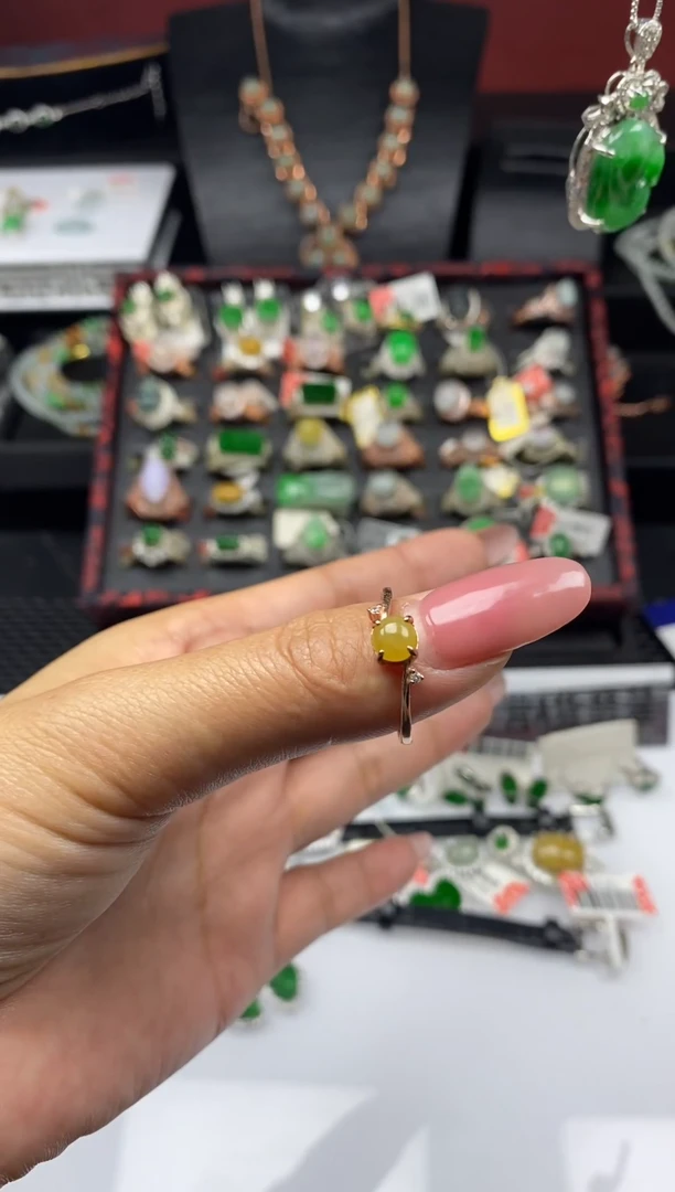 银S925镶嵌戒指翡翠1