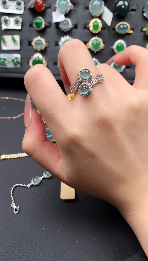 【闪购商品】翡翠戒指银S925镶嵌632414