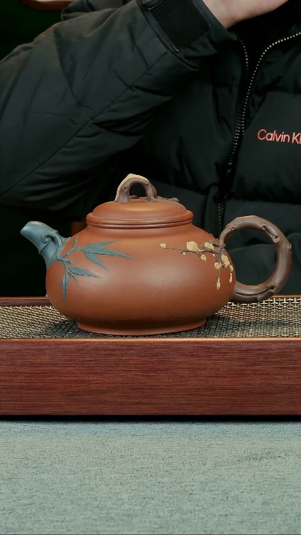 茶壶紫砂岁寒三友