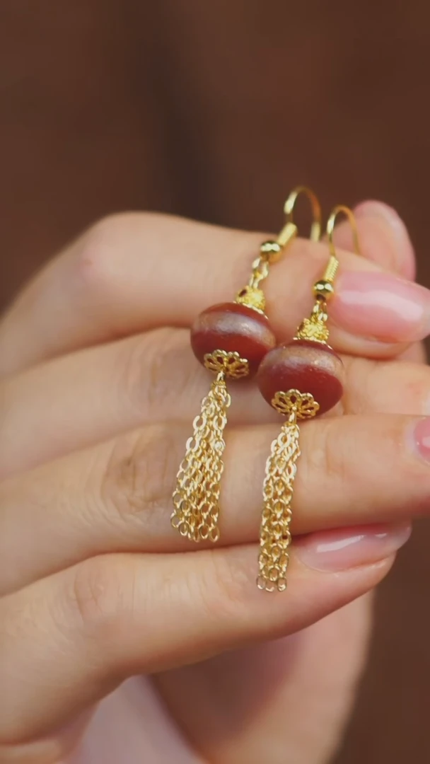 【闪购商品】玛瑙/玉髓耳环未镶嵌多样性发一