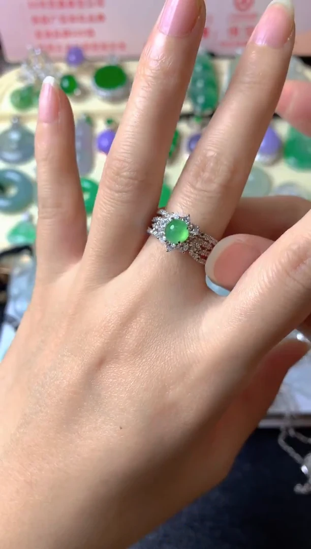 银S925镶嵌戒指翡翠S***y戒指