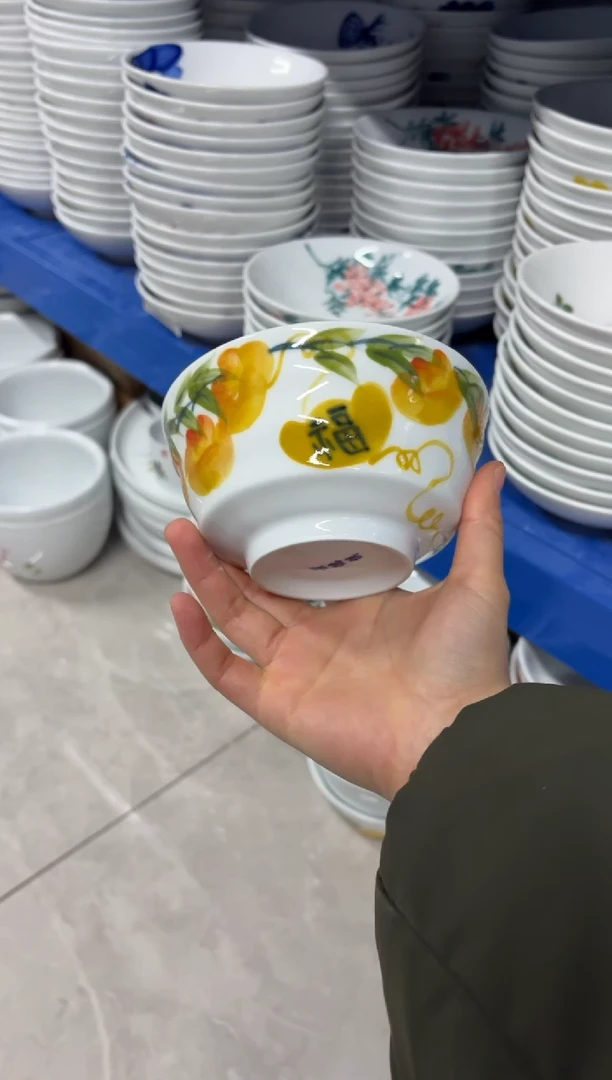 景德镇高温陶瓷食品级手绘釉中彩餐具-小高脚