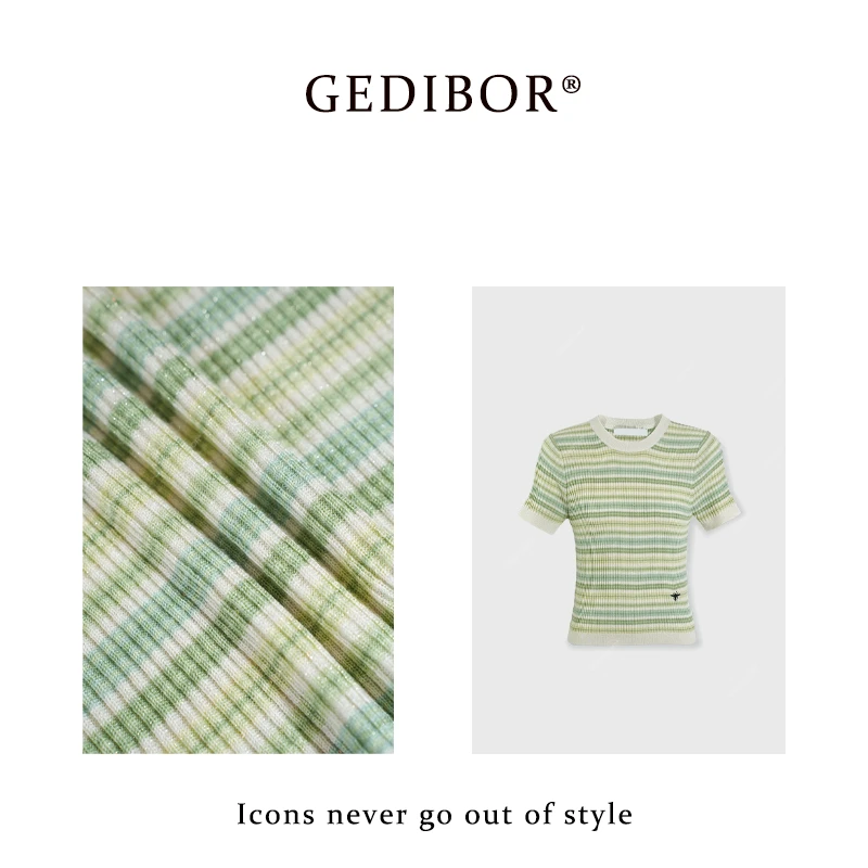 反季清仓！【GEDIBOR】“哈密瓜”小蜜蜂彩色丝珠片亮片针织短袖