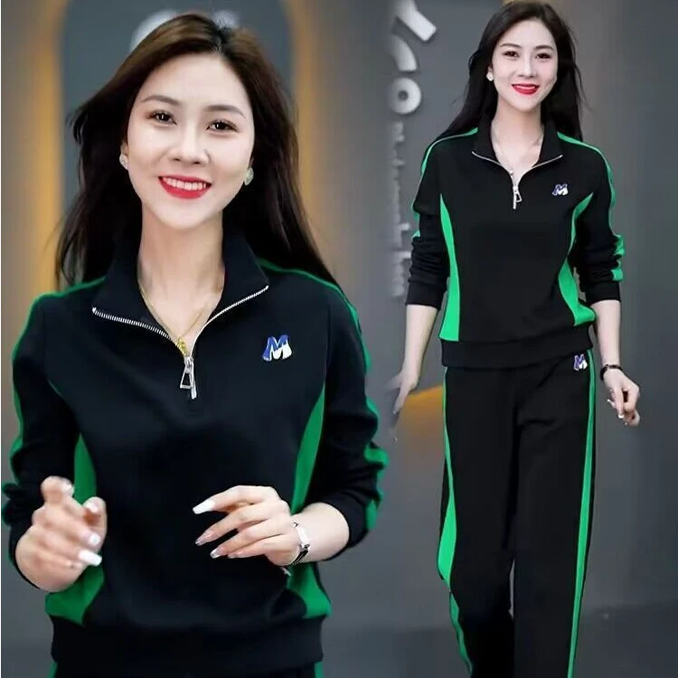 2025休闲时尚套装女时髦半拉链卫衣春秋新款洋气减龄运动服两件套