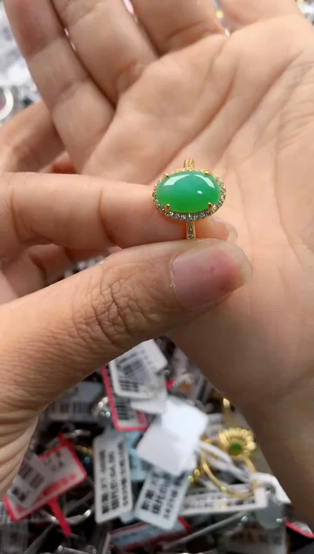 银S925镶嵌戒指翡翠13    3