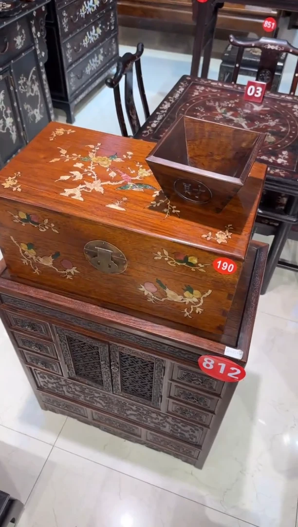 木木头款50花梨喜鹊翻盖箱658