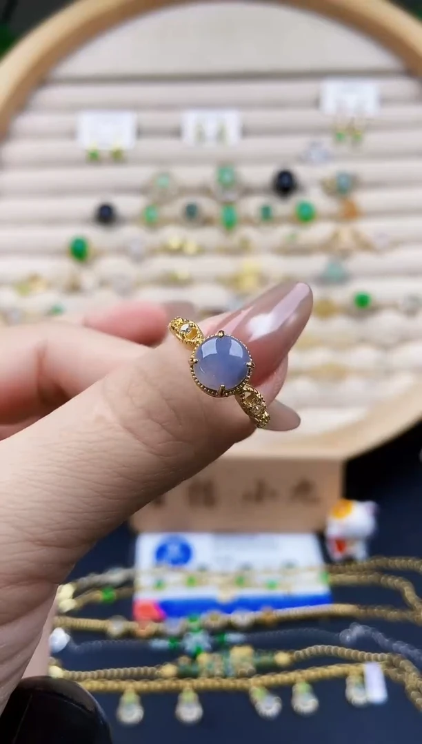 翡翠戒指银S925镶嵌12