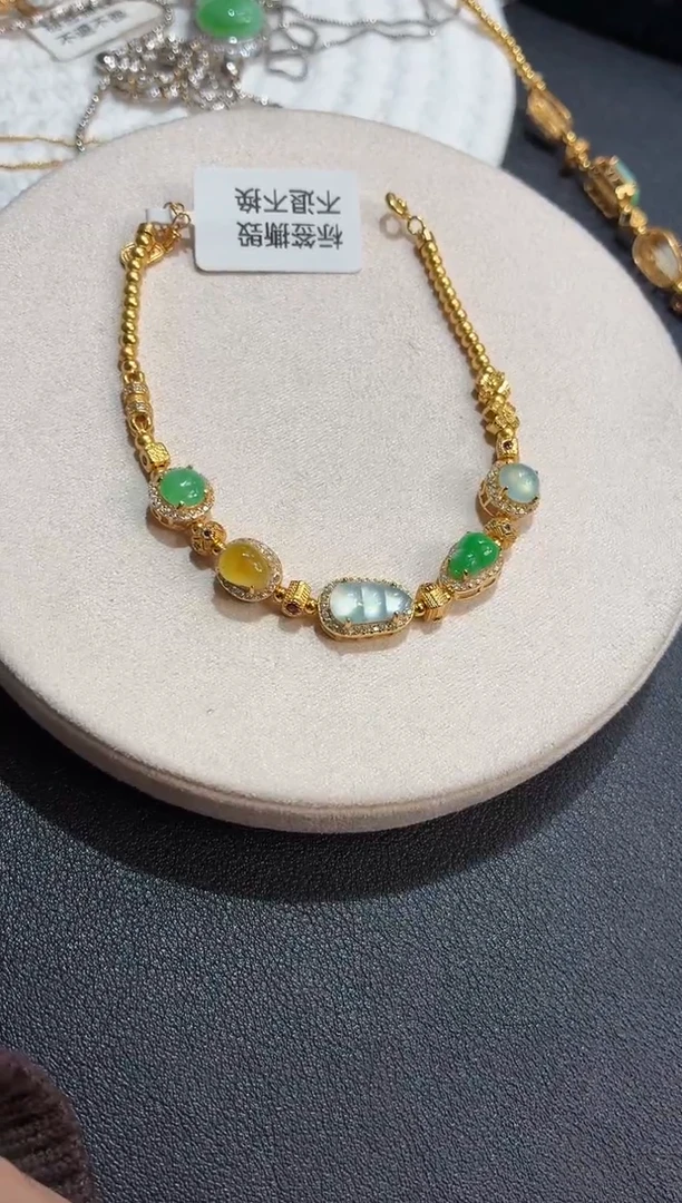 吊坠(不含链)银S925镶嵌翡翠手链