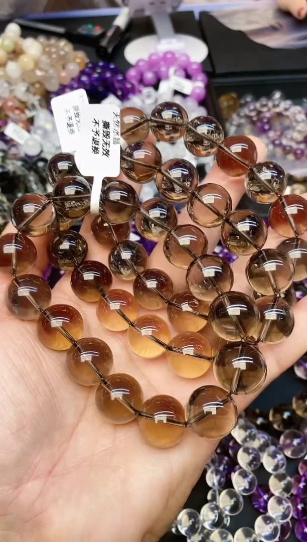 【闪购商品】水晶手链未镶嵌A11 茶晶 16mm 多样性发其一
